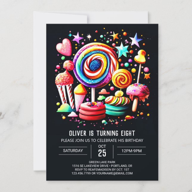 Invitación Dulce celebración cumpleaños de Wonderland (Anverso)
