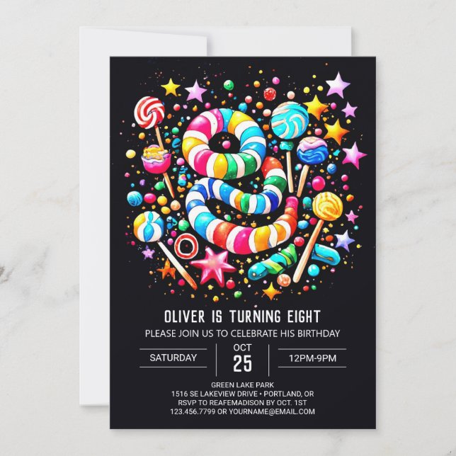 Invitación Dulce celebración cumpleaños de Wonderland (Anverso)