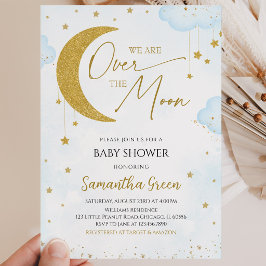 Invitación Dulce Celebración de Baby Shower Azul Estamos Enca