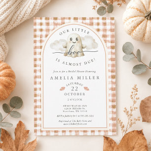Invitación Dulce Celebración de Baby Shower Otoñal con Gingha