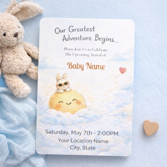 Invitación Dulce Celebración de Conejo al Sol Estilo (Subido por el creador)