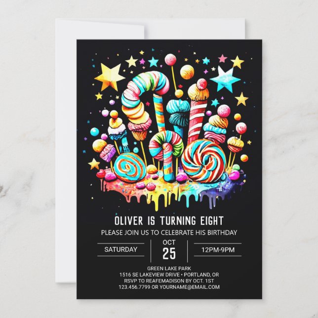 Invitación Dulce celebración de cumpleaños de Candy (Anverso)