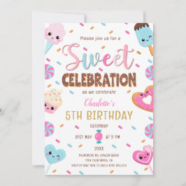 Invitación Dulce celebración Donut Candy helado cumpleaños