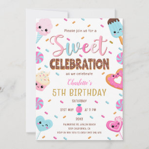 Invitación Dulce celebración Donut Candy helado cumpleaños