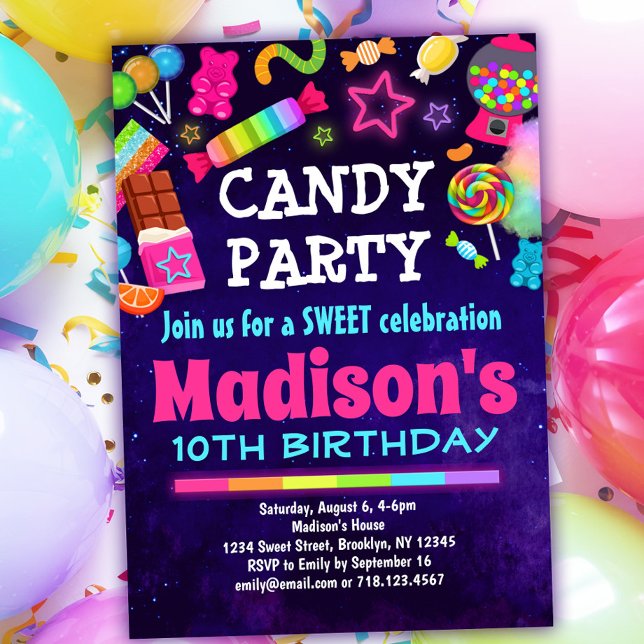 Invitación Dulce celebración fiesta de cumpleaños de Candy Bu (Subido por el creador)