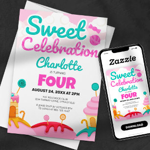 Invitación Dulce Celebración: Fiesta de Cumpleaños en Candyla
