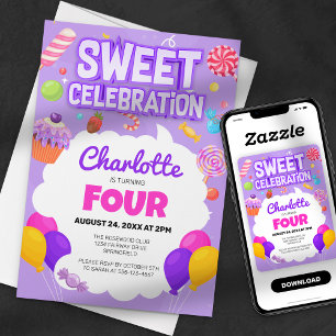 Invitación Dulce Celebración: Fiesta de Cumpleaños en Candyla