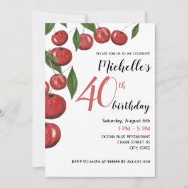 Invitación Dulce cerezas acuarela Ilustracion Cumpleaños