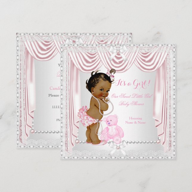 Invitación Dulce Chica Baby Shower Rita satinada (Anverso / Reverso)