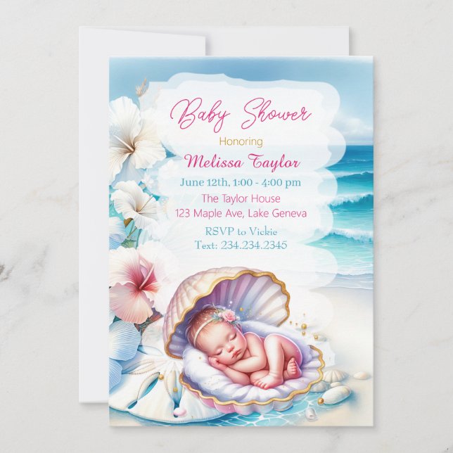 Invitación Dulce Chica costero Baby Shower Tema (Anverso)