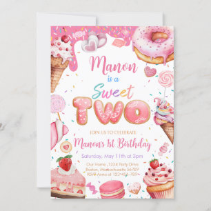 Invitación Dulce Chica de cumpleaños dos