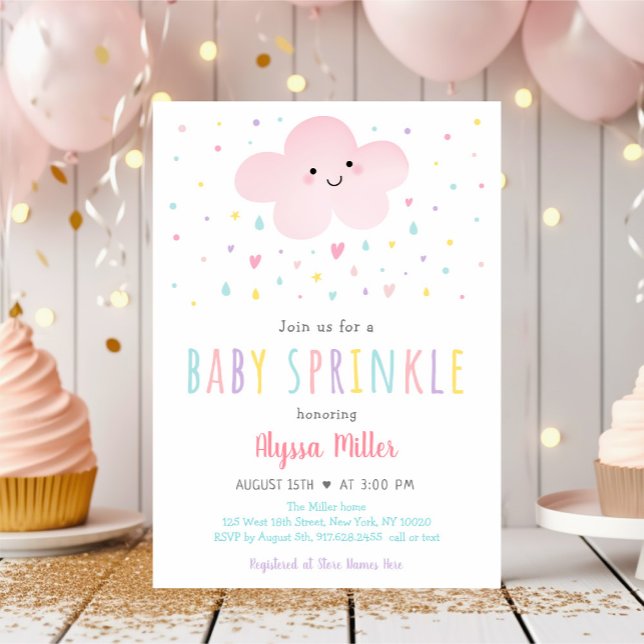 Invitación Dulce Chica de la nube rosa Baby Sprinkle (Subido por el creador)