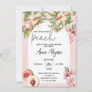 Invitación Dulce Chicas de Melocotón Baby Shower Arch Sprinkl