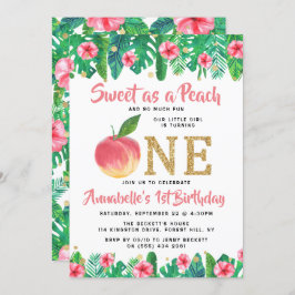 Invitación Dulce Chicas de Peach 1º cumpleaños