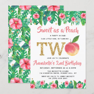 Invitación Dulce Chicas de Peach 2º cumpleaños