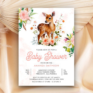 Invitación Dulce Ciervo Aquarela Floral Cierva Baby Shower