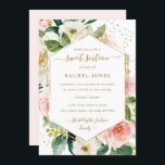 Invitación Dulce color de agua floral dorado de Rubor 16<br><div class="desc">Más moderna floral Sweet Dieciséis Invitaciones en la Pequeña Tienda Bayleigh!</div>