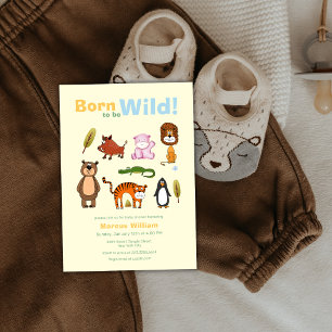 Invitación Dulce Colorido Nacido Para Ser Salvaje Safari Baby