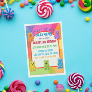 Invitación Dulce Comienzo, Ositos de Caramelo Cumpleaños Cora
