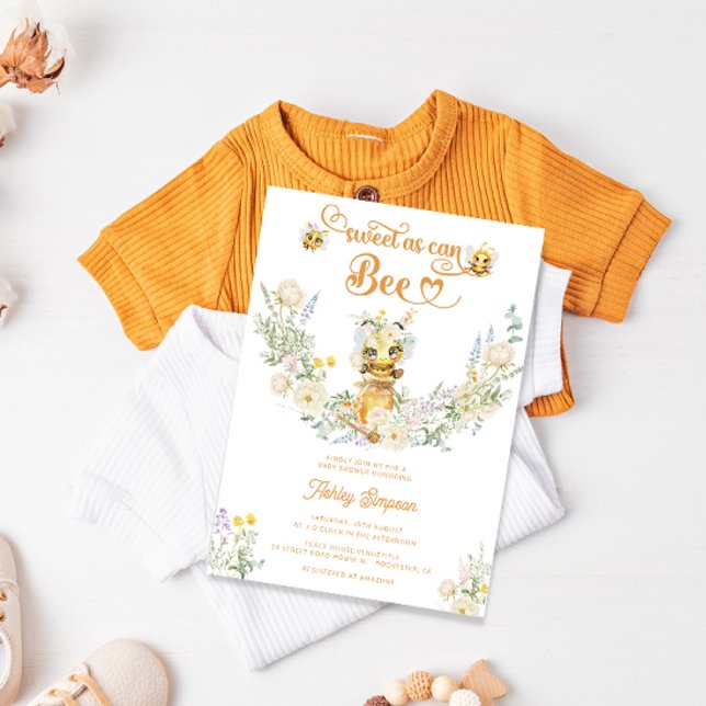 Invitación Dulce como Bee Floral Cute Baby Shower (Subido por el creador)