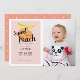 Invitación Dulce como Chica de la Cuta de Peach Photo1st Cump