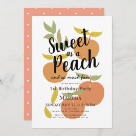 Invitación Dulce como Chica de Retro de Peach Primer Cumpleañ