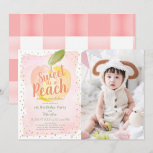 Invitación Dulce como Chica Rosa de Ensalada Foto Primer Cump