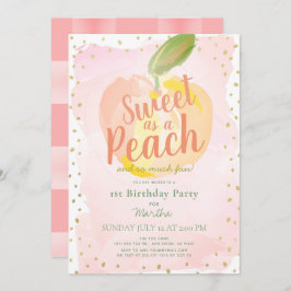 Invitación Dulce como Chica Rosa de Peach Primer cumpleaños
