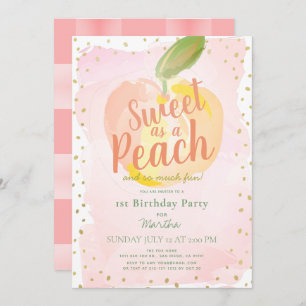 Invitación Dulce como Chica Rosa de Peach Primer cumpleaños