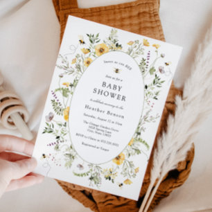 Invitación Dulce como flores amarillas de abeja para baby sho