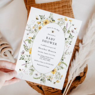 Invitación Dulce como flores amarillas de abeja para baby sho