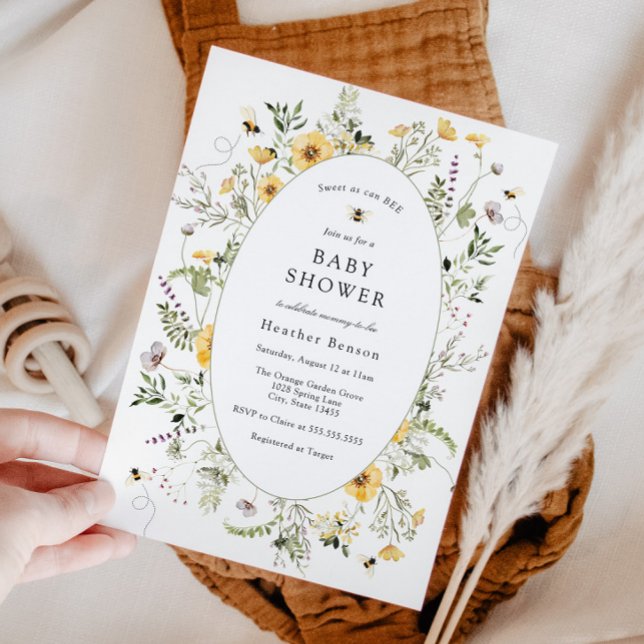 Invitación Dulce como flores amarillas de abeja para baby sho (Subido por el creador)