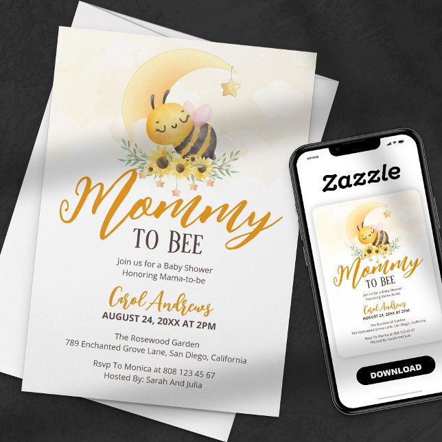 Invitación Dulce como la mamá miel para la ducha de bebé abej (Subido por el creador)