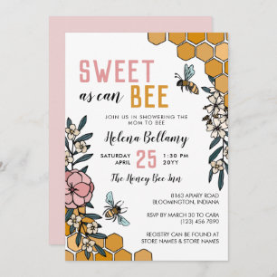 Invitación Dulce como lo puede hacer Bee Pink Floral Honey Ba