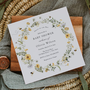 Invitación Dulce como lo puede hacer Bee Wildflower Baby Show