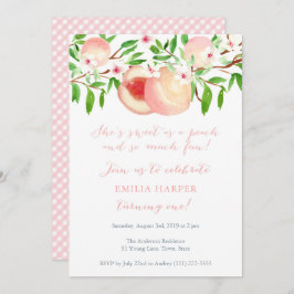 Invitación Dulce como Peach y tan divertida Fiesta del primer