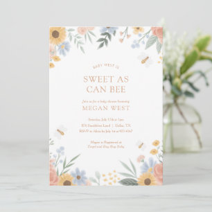 Invitación Dulce como puede Bee Floral Bee Baby Shower Invita