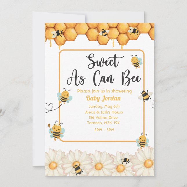 Invitación Dulce Como Puede Ser Abeja (Anverso)