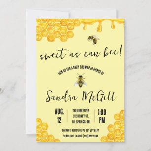 Invitación ¡Dulce como puede ser! Abeja de miel, cariño, Baby