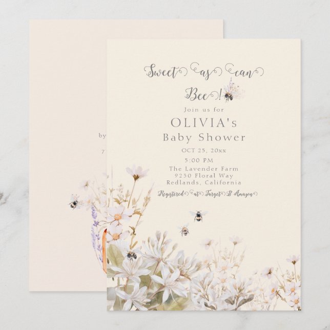 Invitación Dulce como puede ser Baby Shower (Anverso / Reverso)