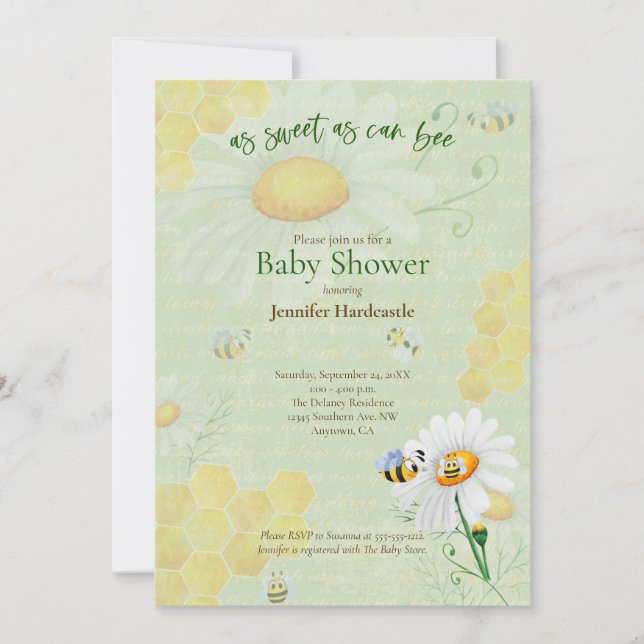 Invitación Dulce como puede ser Baby Shower (Anverso)