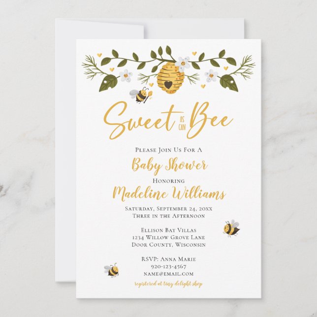 Invitación Dulce como puede ser Baby Shower (Anverso)