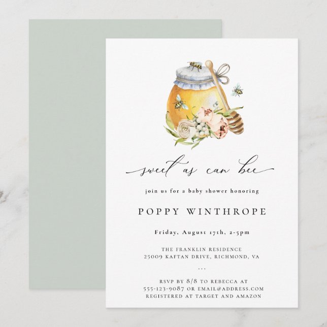 Invitación Dulce como puede ser Baby Shower (Anverso / Reverso)