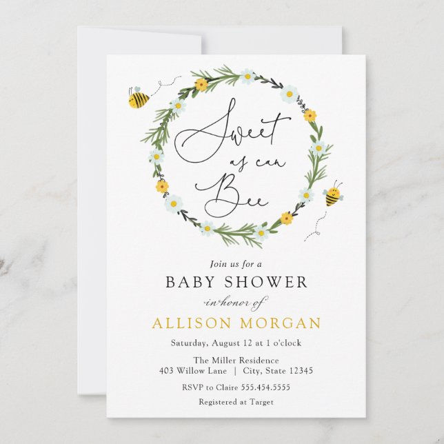 Invitación Dulce como puede ser Baby Shower (Anverso)