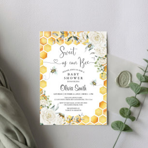 Invitación Dulce como puede ser Baby Shower floral blanco