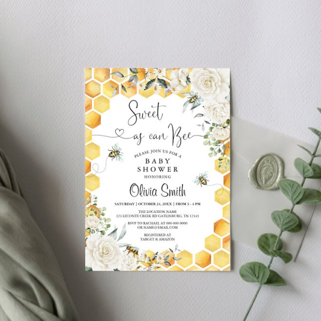 Invitación Dulce como puede ser Baby Shower floral blanco (Subido por el creador)