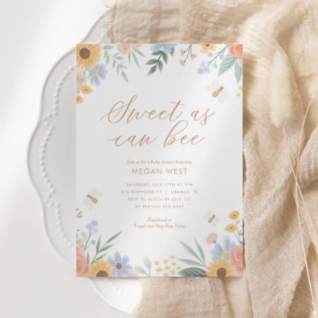 Invitación Dulce como puede ser Bee Floral Baby Shower (Subido por el creador)