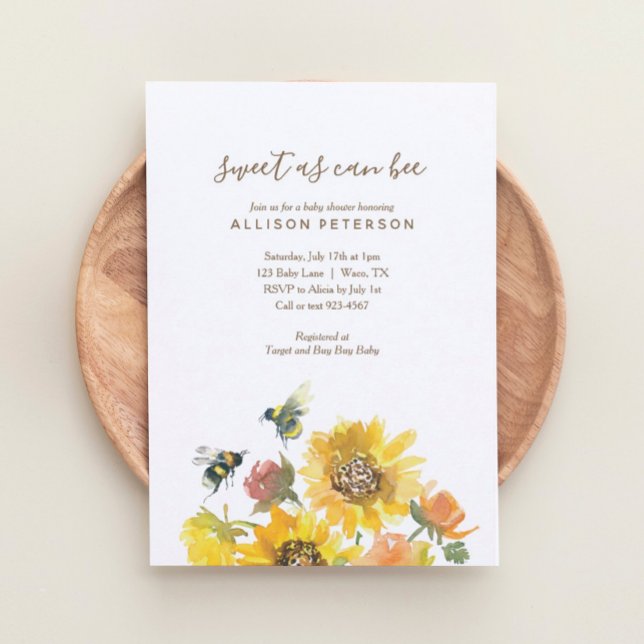 Invitación Dulce como puede ser Bee Floral Baby Shower (Subido por el creador)