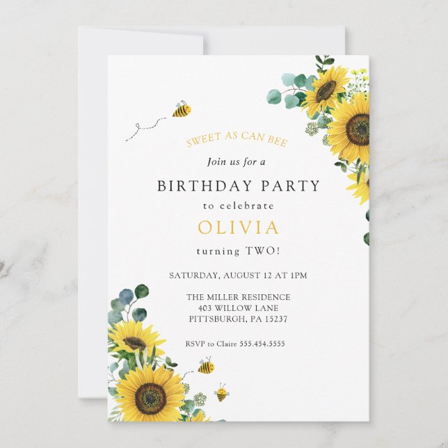 Invitación Dulce como puede ser cumpleaños (Anverso)
