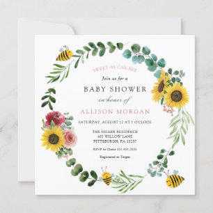 Invitación Dulce como puede ser el Baby Shower de girasol ros